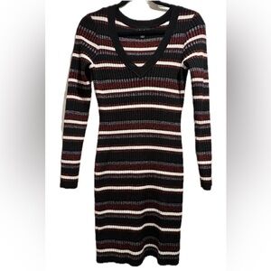 by & by Multicolor Striped V-Neck Stretchy Bodycon Dress